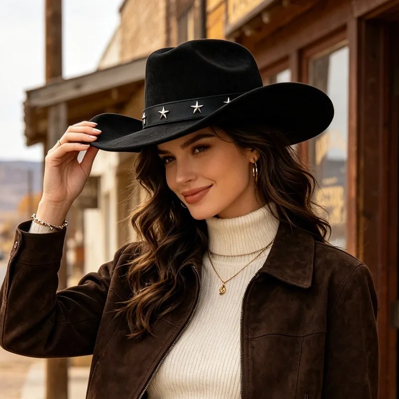 Fedora Hat Wool - Dames Hot Sale Brede Rand Cowboyhoed