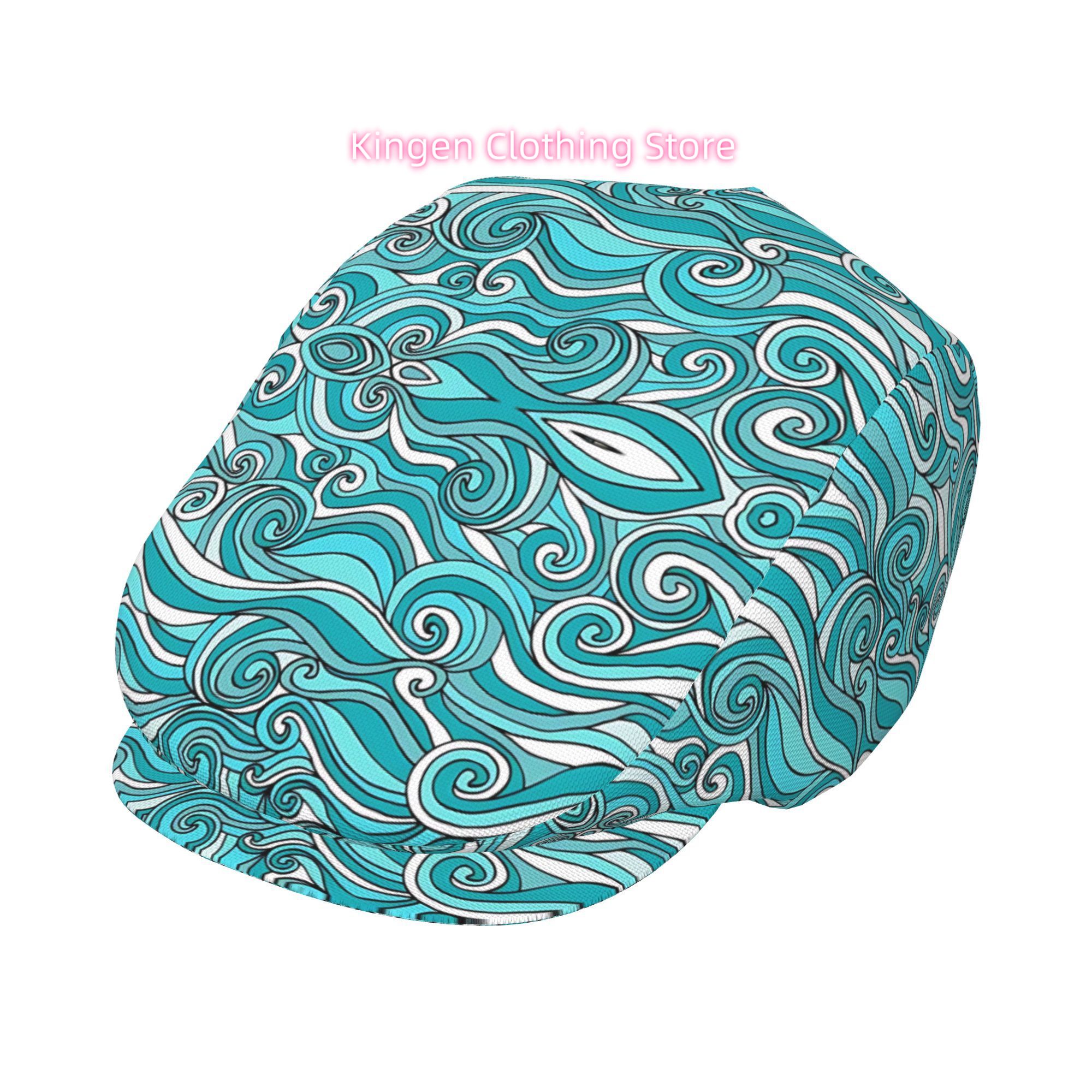 Newsboy Cap Ivy - 1 stuk Turquoise Blauw & Wit
