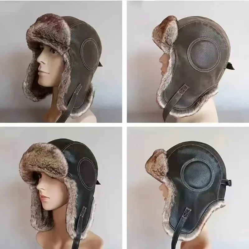 Trapper Hat Ear Flap - Lederen Sneeuwpenpet Met Oorkleppen Winddicht Warm