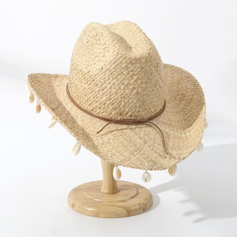 Strandhoed met schelpdecoratie - Cowboy Hat Straw recensie en prijs
